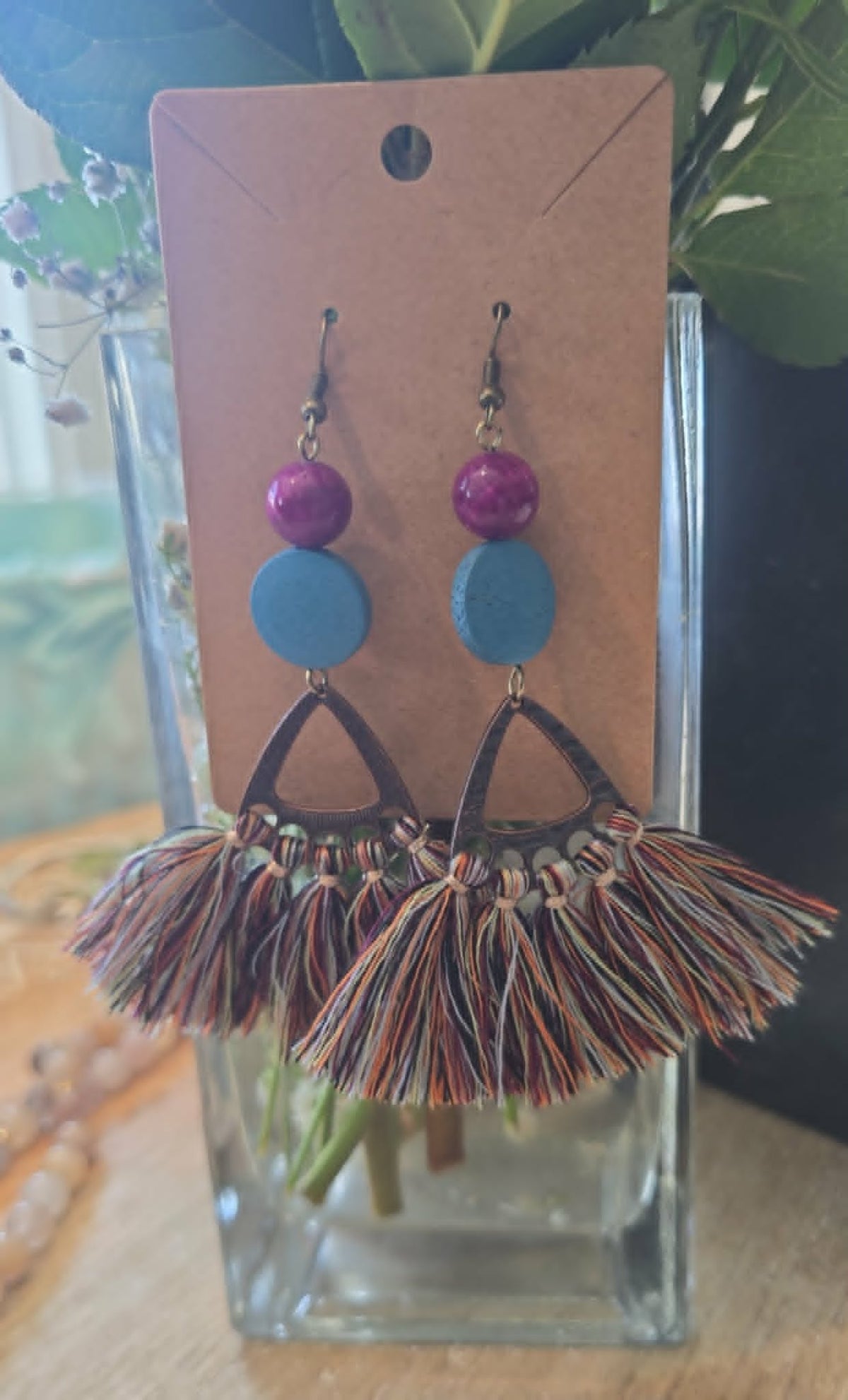Boho Tassel Statement Earrings | Colorful Fringe Earrings | Lightweight Handmade Dangle Earrings | 4" Long