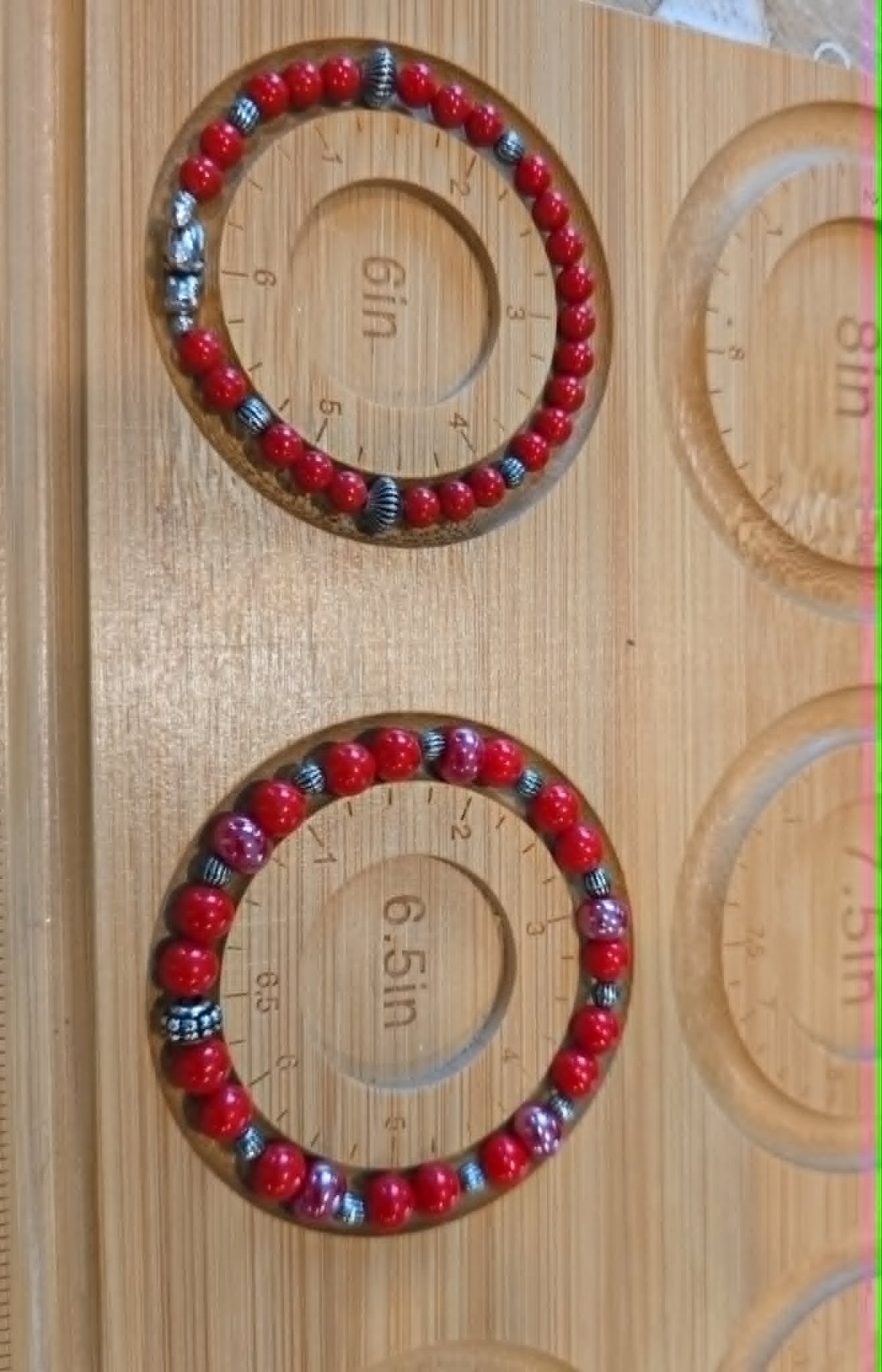 Red Beaded Bracelet Set with Elephant Charm | Matching Stretch Bracelets | Handmade Stackable Jewelry | Gift for Her