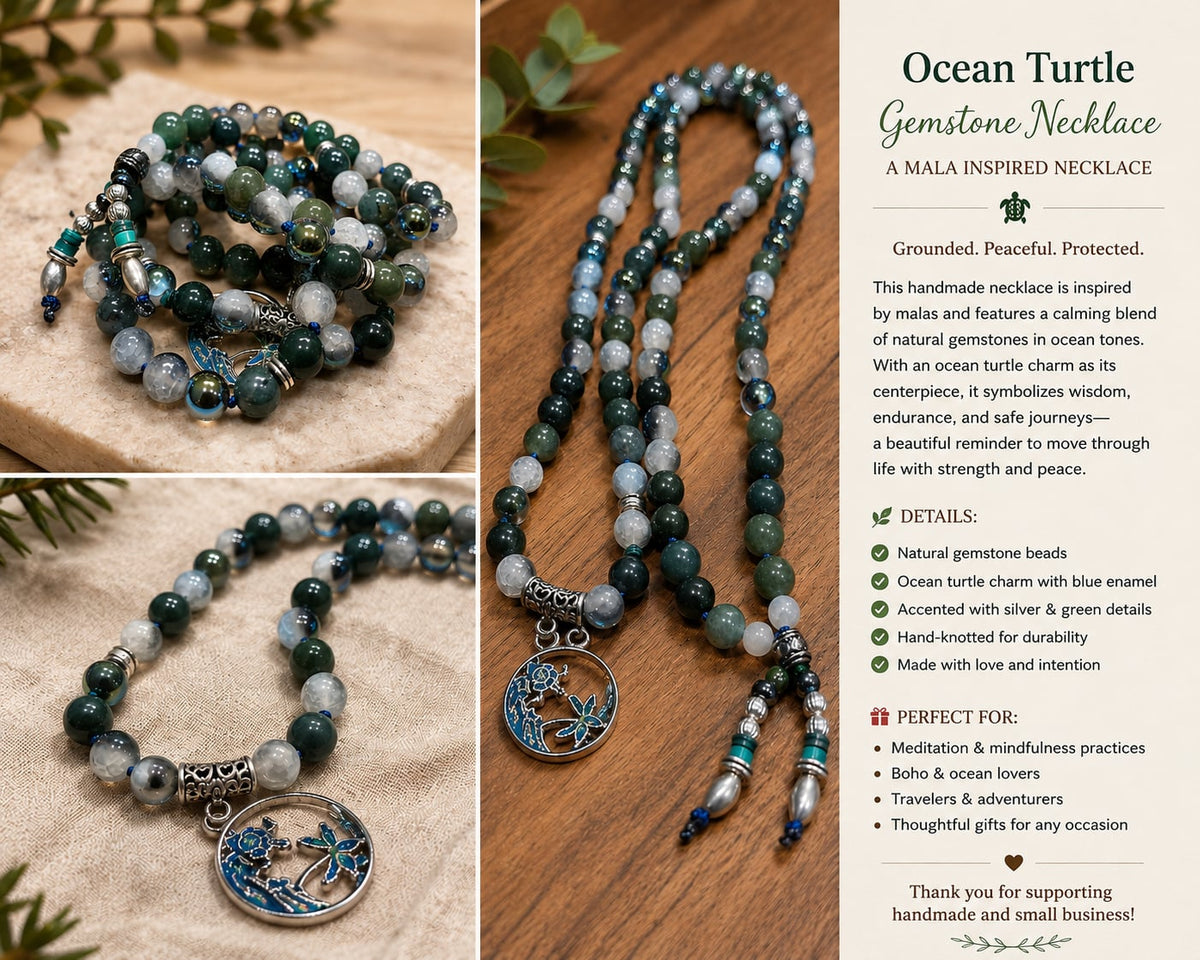 Sea Turtle Gemstone Necklace