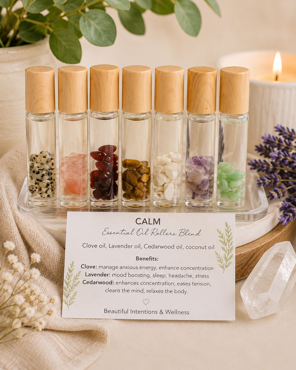 CALM: Essential Oil Roller with Surprise Gemstone Chips