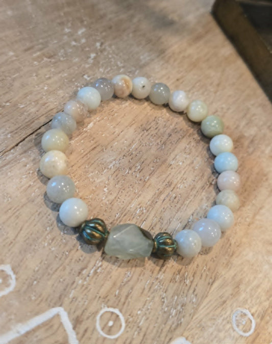 Amazonite Gemstone Stretch Bracelet | Handmade Natural Stone Bracelet | Neutral Beaded Bracelet | Minimalist Jewelry | Gift for Her