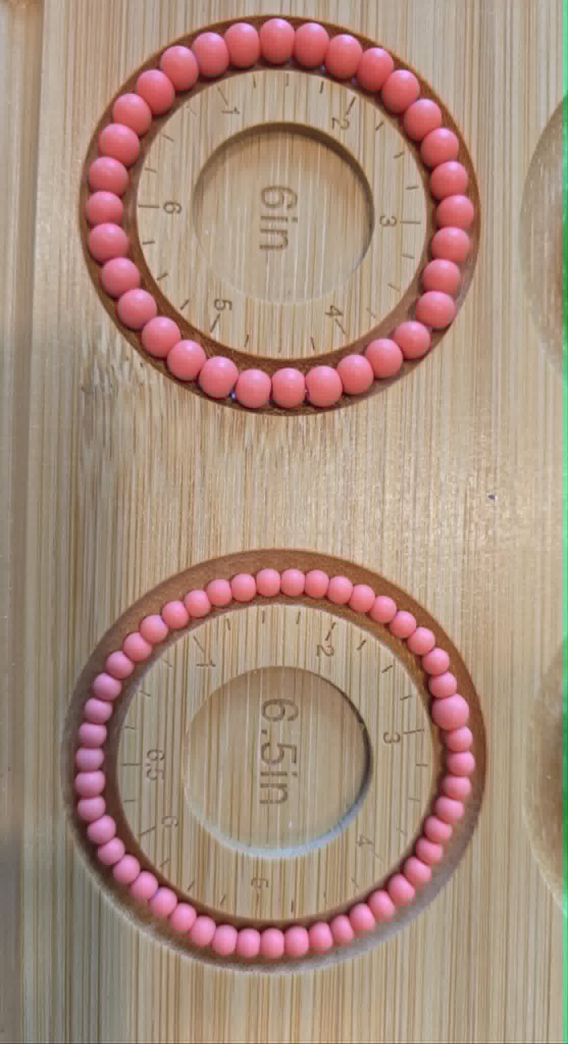 Coral Pink Beaded Bracelet Set | Matching Stretch Bracelets | Stackable Minimalist Jewelry | Mother & Daughter Bracelet Set