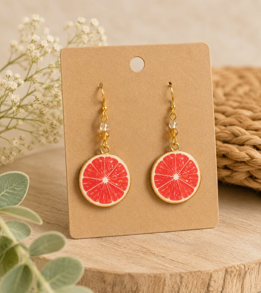 Grapefruit Slice Earrings | Handmade Fruit Earrings