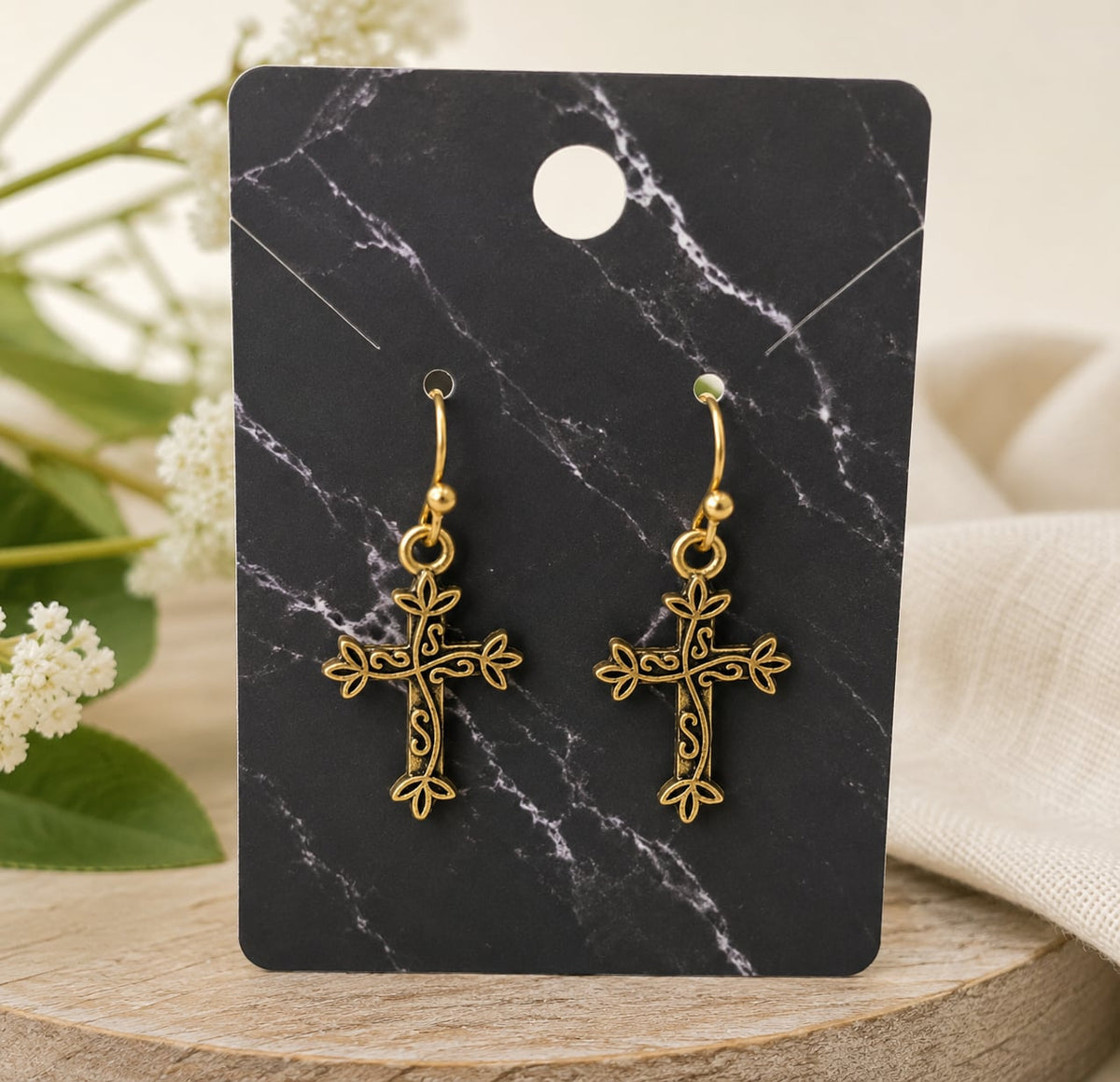 Antique Cross Earrings | Vintage Faith Earrings | Lightweight Dangle Earrings | Christian Jewelry | Everyday Cross Earrings (Copy)