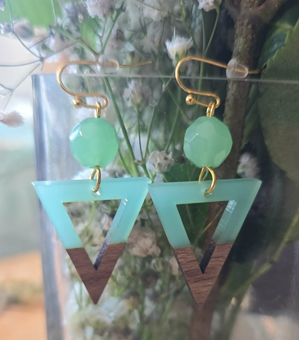 Modern Geometric Wood & Acrylic Earrings