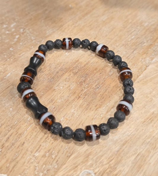 Ember & Lava Bracelet | Handmade Lava Stone Stretch Bracelet | Rustic Men's & Women's Bracelet