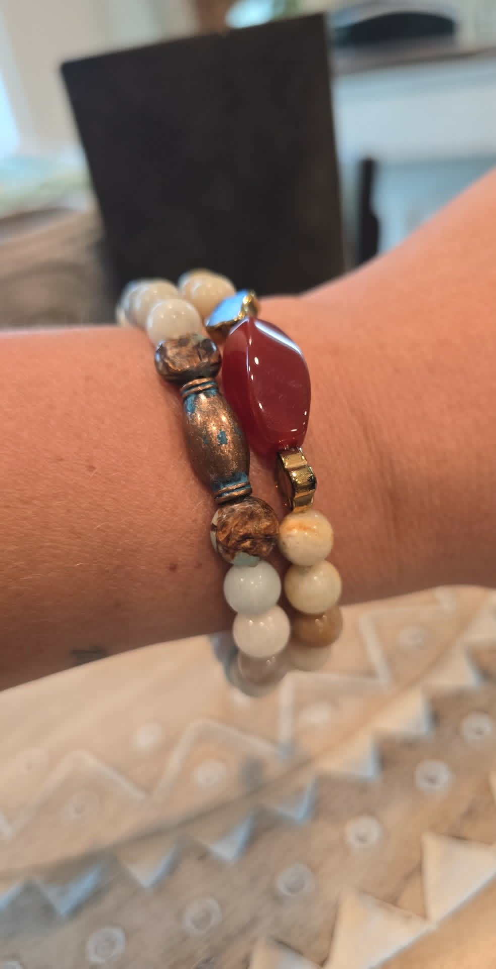 Rustic Earth Handmade Bracelet Set | Natural Stone Stretch Bracelets | Boho Stacking Bracelets | Artisan Beaded Jewelry | Gift for Her