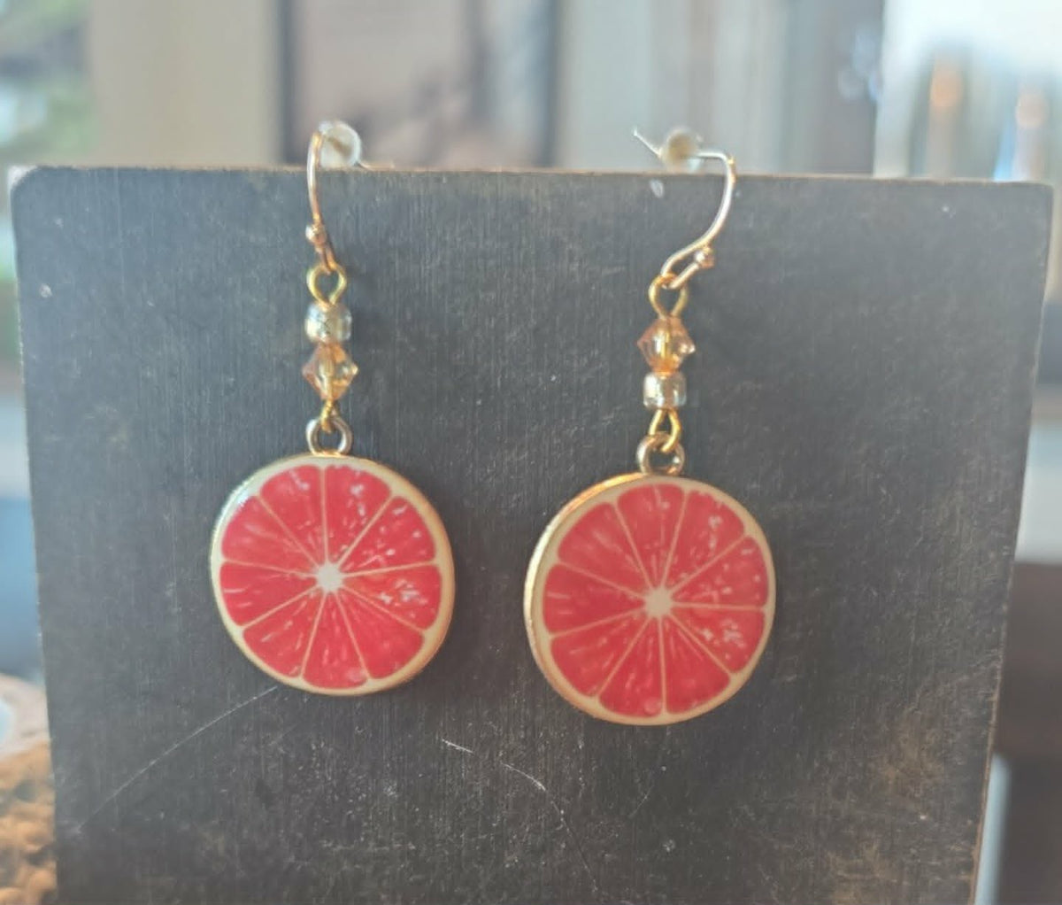 Grapefruit Slice Earrings | Handmade Fruit Earrings
