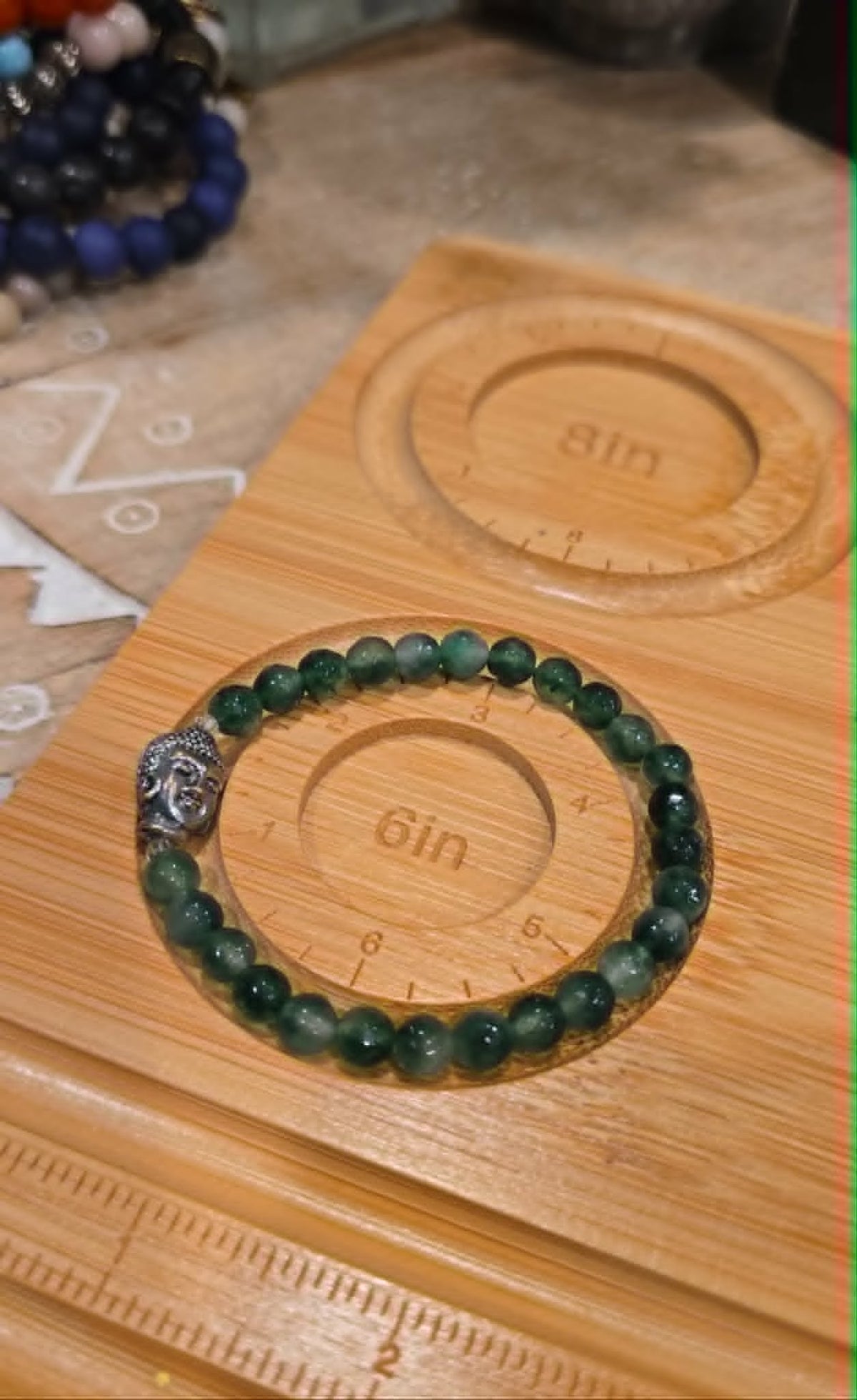 Serene Buddha Bracelet | Handmade Green Beaded Stretch Bracelet | Meditation & Mindfulness Jewelry