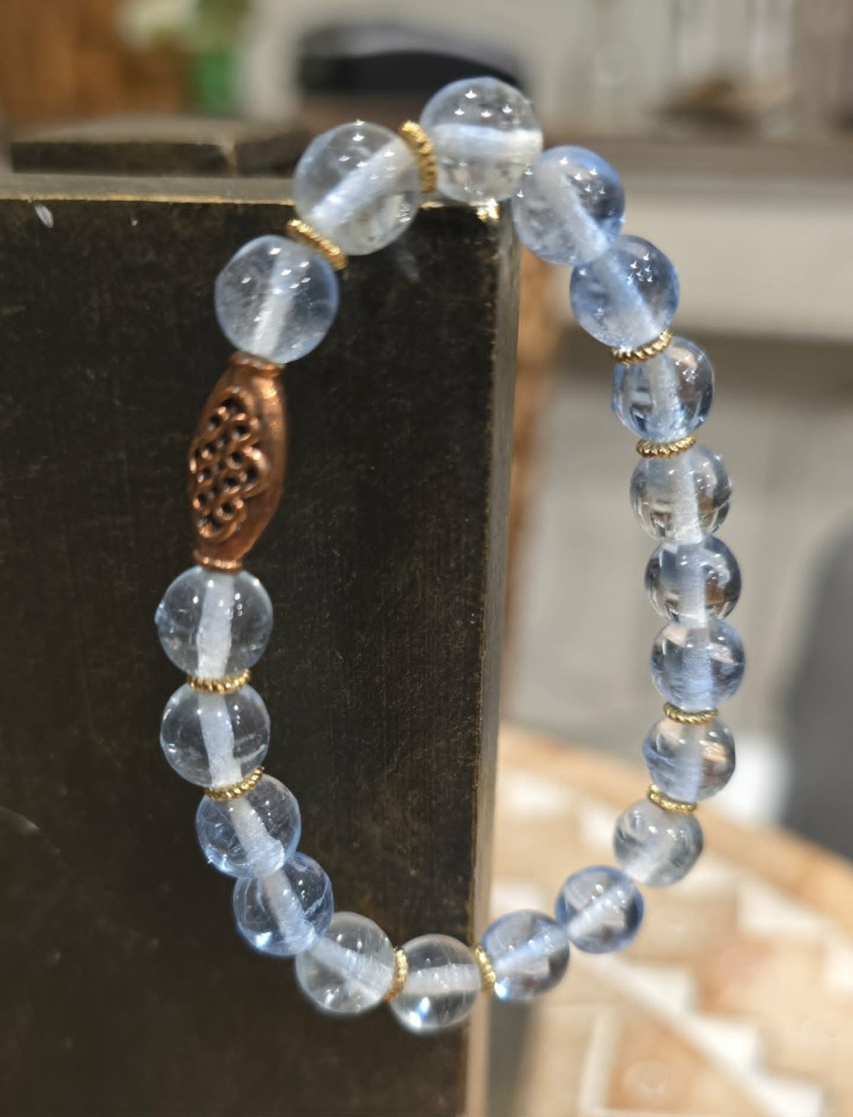 Crystal Mist Bracelet | Handmade Clear Beaded Stretch Bracelet | Minimalist Everyday Jewelry
