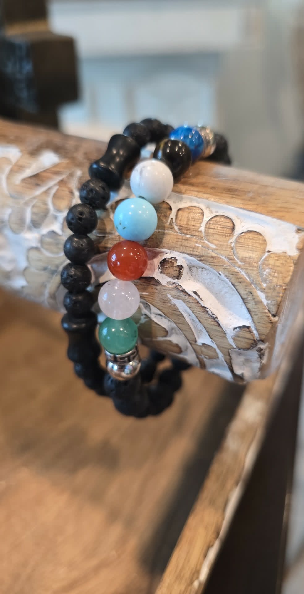 Black Lava Stone Bracelet Set | Handmade Stretch Bracelets | Stackable Aromatherapy Jewelry | Gift for Him or Her