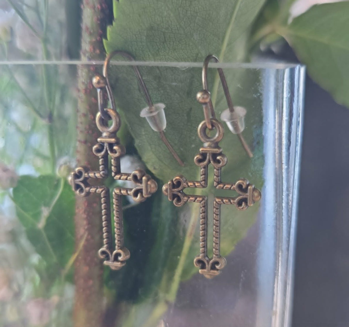Antique Cross Earrings | Vintage Faith Earrings | Lightweight Dangle Earrings | Christian Jewelry | Everyday Cross Earrings