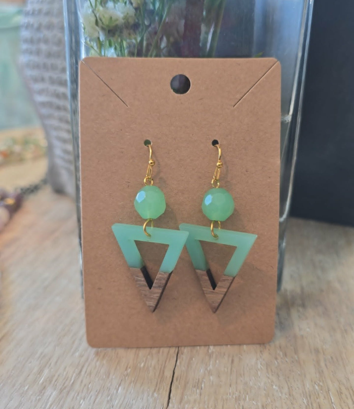 Modern Geometric Wood & Acrylic Earrings