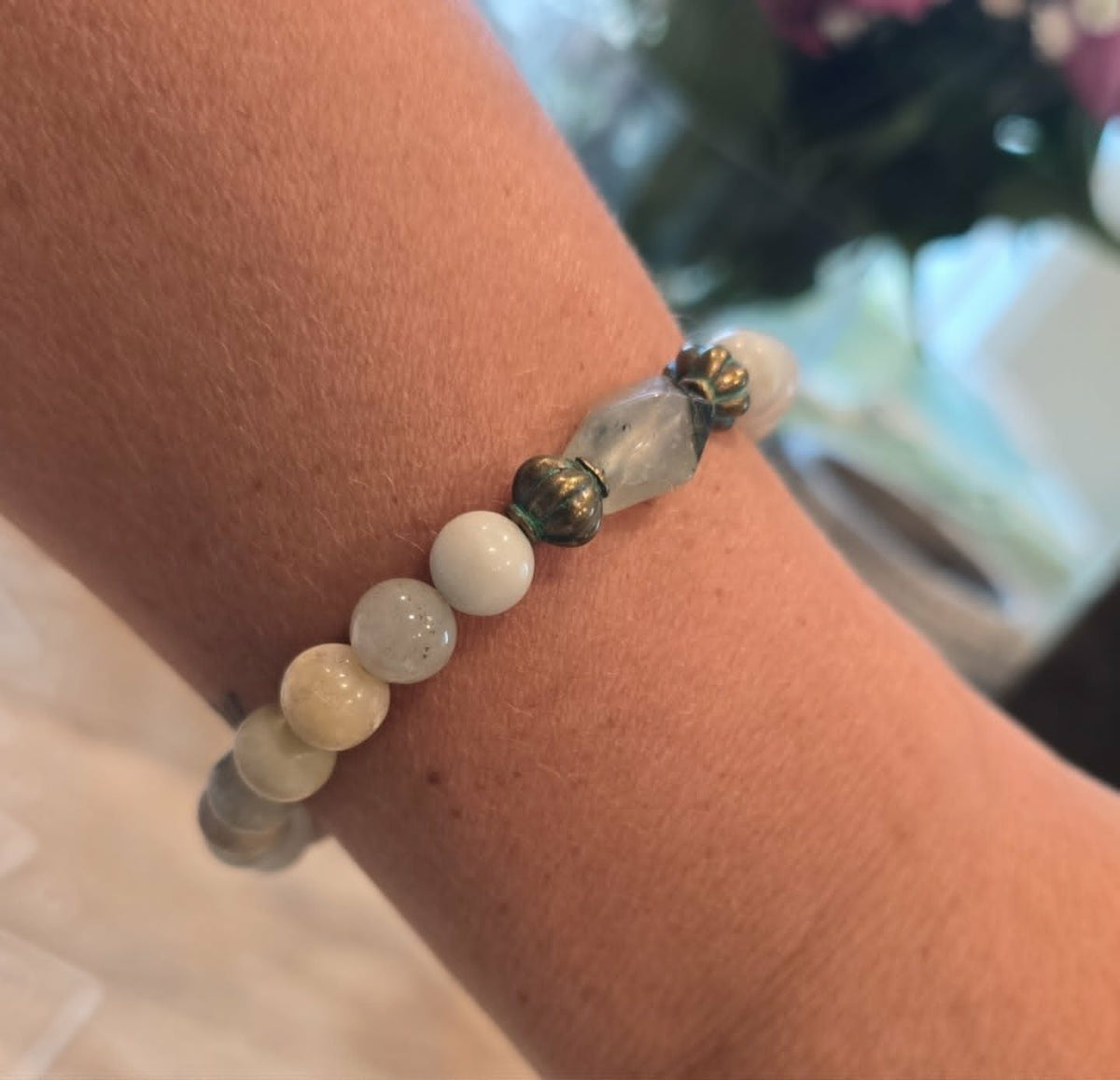 Amazonite Gemstone Stretch Bracelet | Handmade Natural Stone Bracelet | Neutral Beaded Bracelet | Minimalist Jewelry | Gift for Her