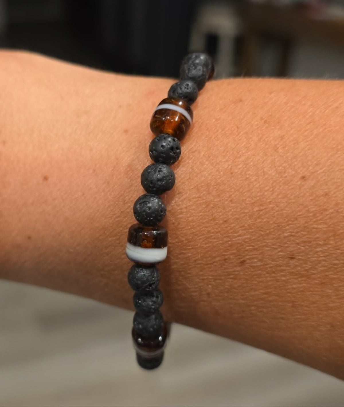 Ember & Lava Bracelet | Handmade Lava Stone Stretch Bracelet | Rustic Men's & Women's Bracelet
