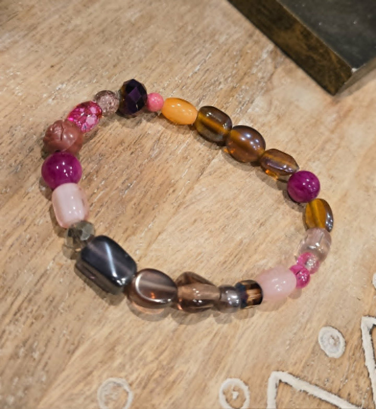 Wildflower Mosaic Bracelet | One-of-a-Kind Handmade Beaded Stretch Bracelet | Eclectic Artisan Jewelry