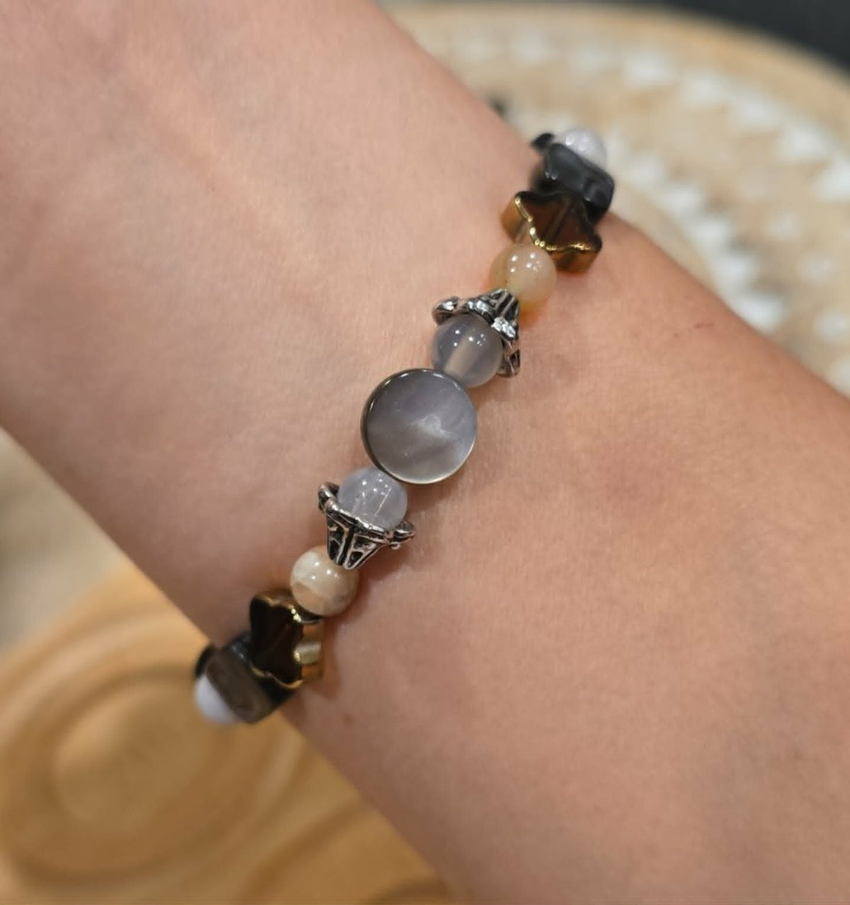 Mosaic Moments Bracelet | One-of-a-Kind Handmade Beaded Stretch Bracelet | Artisan Mixed Bead Jewelry