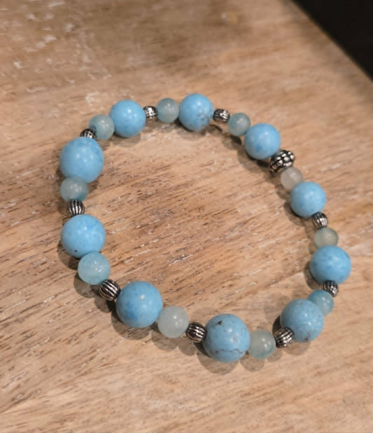Sky Serenity Bracelet | Handmade Blue Beaded Stretch Bracelet | One-of-a-Kind Artisan Jewelry