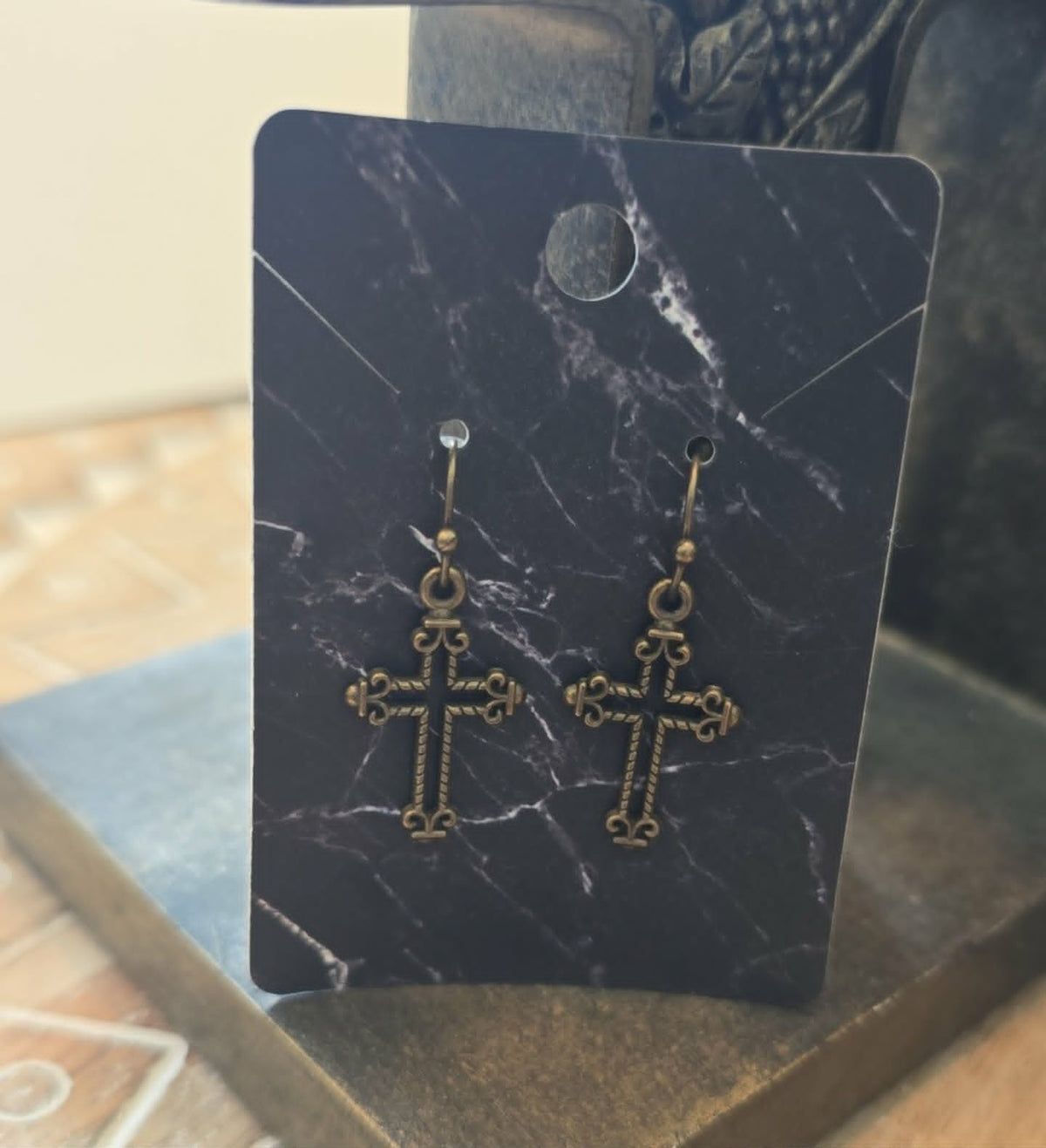 Antique Cross Earrings | Vintage Faith Earrings | Lightweight Dangle Earrings | Christian Jewelry | Everyday Cross Earrings