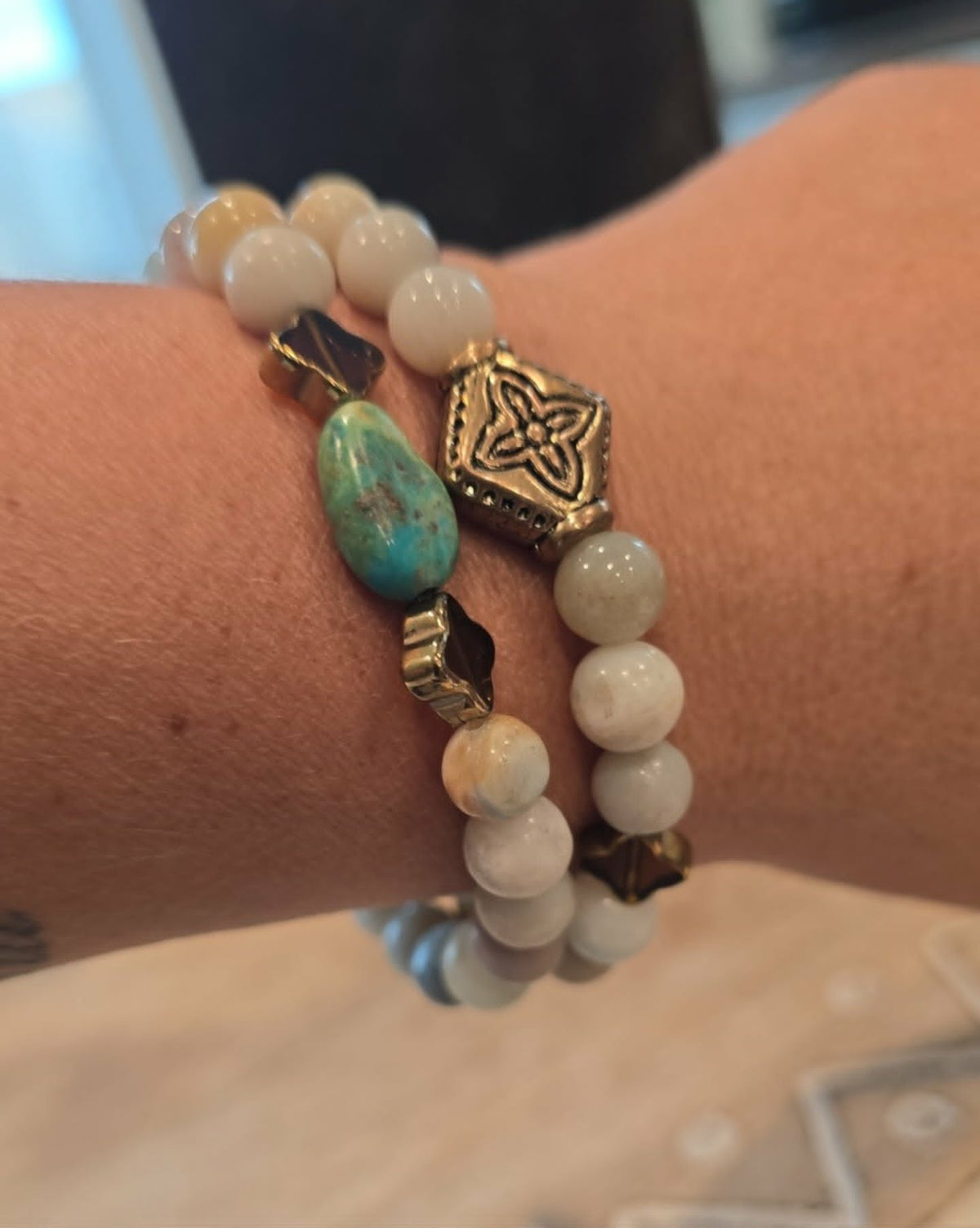 Rustic Earth Handmade Bracelet Set | Natural Stone Stretch Bracelets | Boho Stacking Bracelets | Artisan Beaded Jewelry | Gift for Her