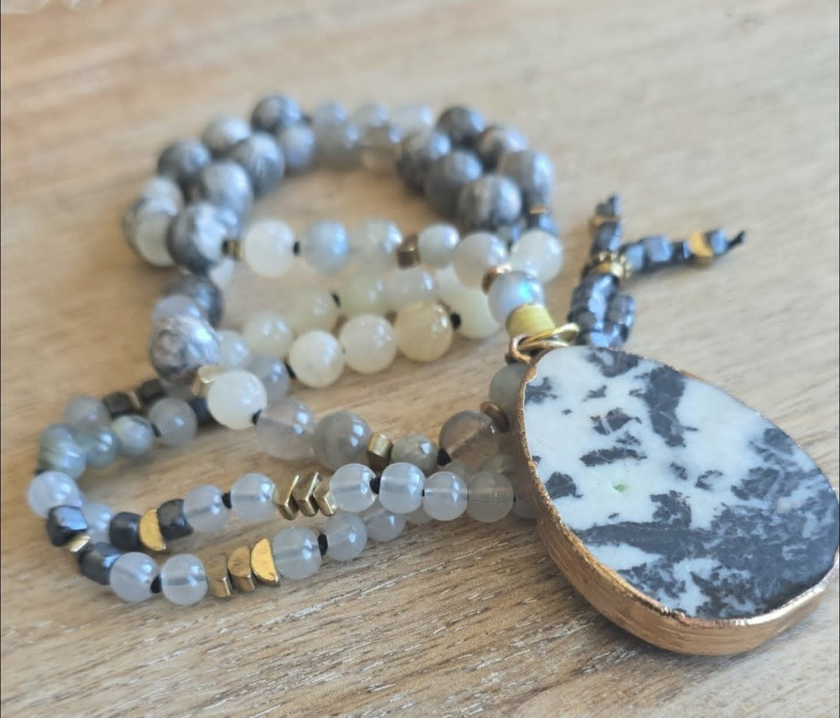 Neutral Gemstone Pendant Necklace