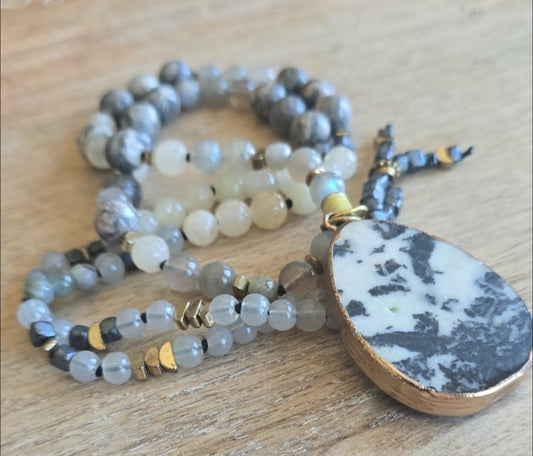 Neutral Gemstone Pendant Necklace