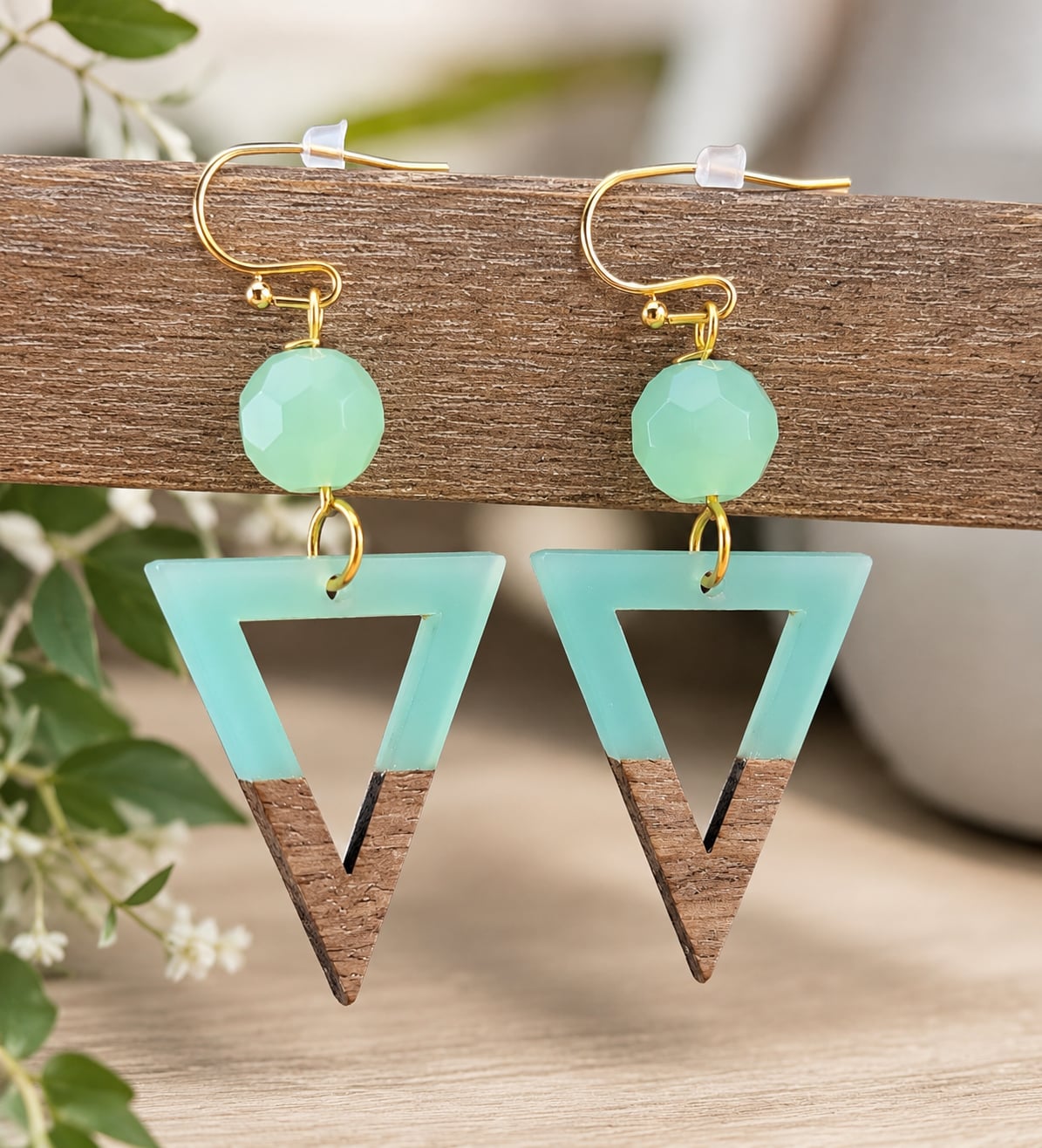 Modern Geometric Wood & Acrylic Earrings