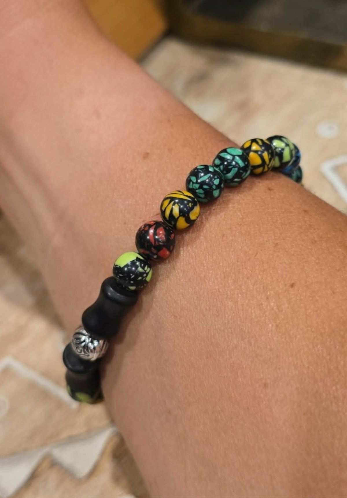 Mosaic Adventure Bracelet | Handmade Multicolor Beaded Stretch Bracelet | One-of-a-Kind Artisan Jewelry