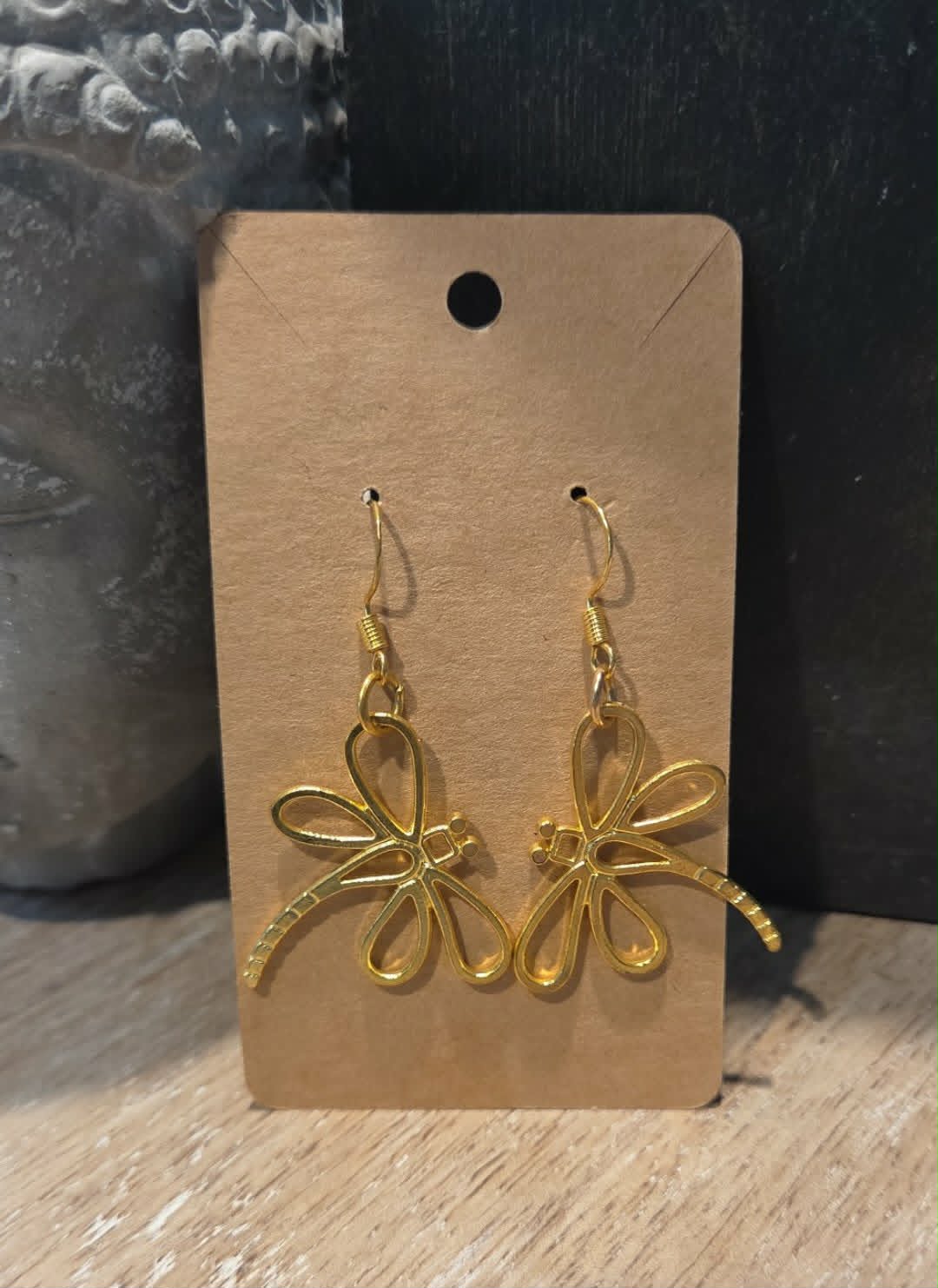 Golden Dragonfly Earrings | Lightweight Gold-Tone Nature Inspired Earrings | Handmade Statement Jewelry