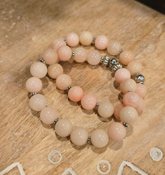 Blush Harmony Bracelet Set | Handmade Pink Stretch Bracelets | Stackable Beaded Bracelet Set | One-of-a-Kind Artisan Jewelry