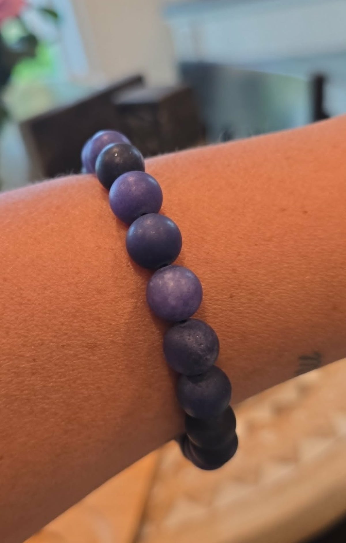 Midnight Indigo Matte Beaded Bracelet | Handmade Stretch Bracelet | Minimalist Boho Jewelry | Gift for Him or Her