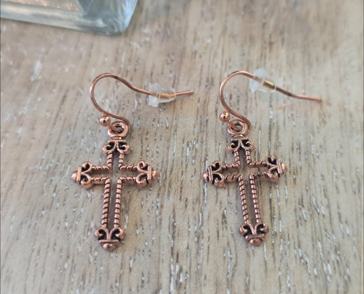 Antique Cross Earrings | Vintage Faith Earrings | Lightweight Dangle Earrings | Christian Jewelry | Everyday Cross Earrings
