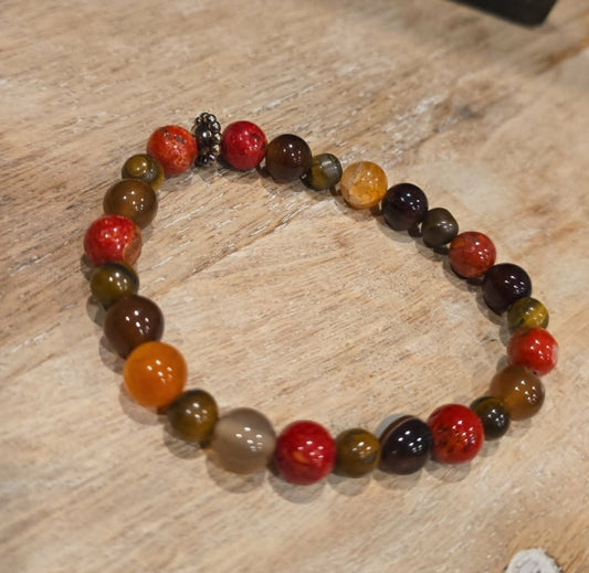 Autumn Harmony Bracelet | Handmade Stretch Beaded Bracelet | Earth Tone Jewelry | Fall Inspired Bracelet | Gift for Her