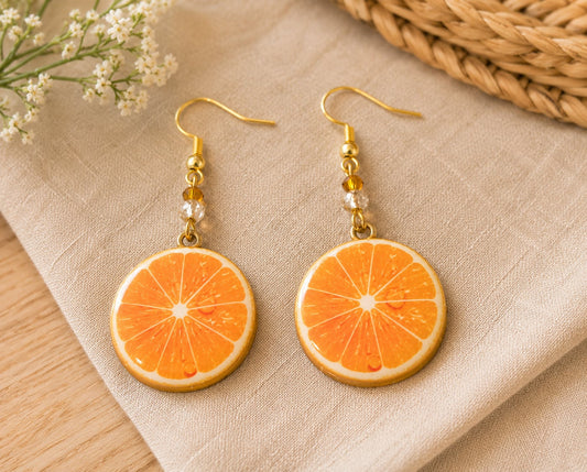 Orange Slice Earrings | Handmade Fruit Earrings