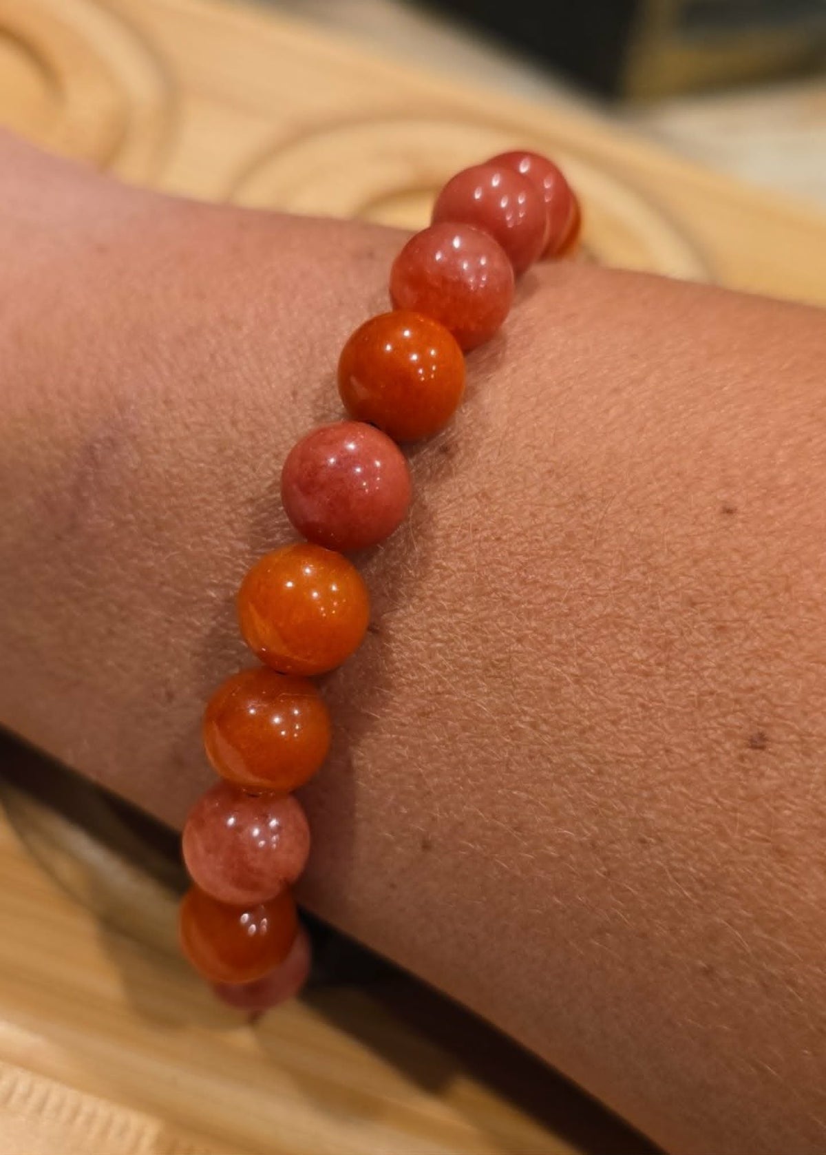 Ember Glow Bracelet | Handmade Red & Black Beaded Stretch Bracelet | One-of-a-Kind Artisan Jewelry