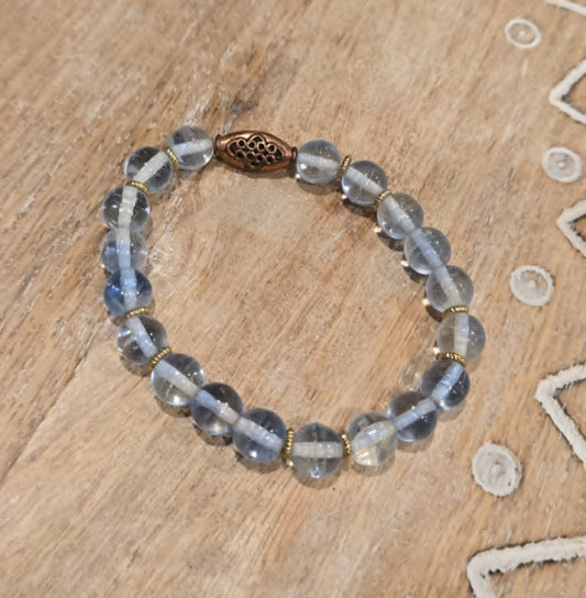 Crystal Mist Bracelet | Handmade Clear Beaded Stretch Bracelet | Minimalist Everyday Jewelry