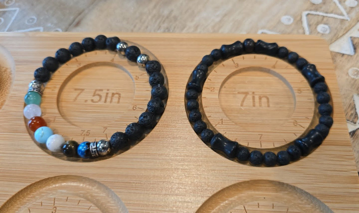 Black Lava Stone Bracelet Set | Handmade Stretch Bracelets | Stackable Aromatherapy Jewelry | Gift for Him or Her