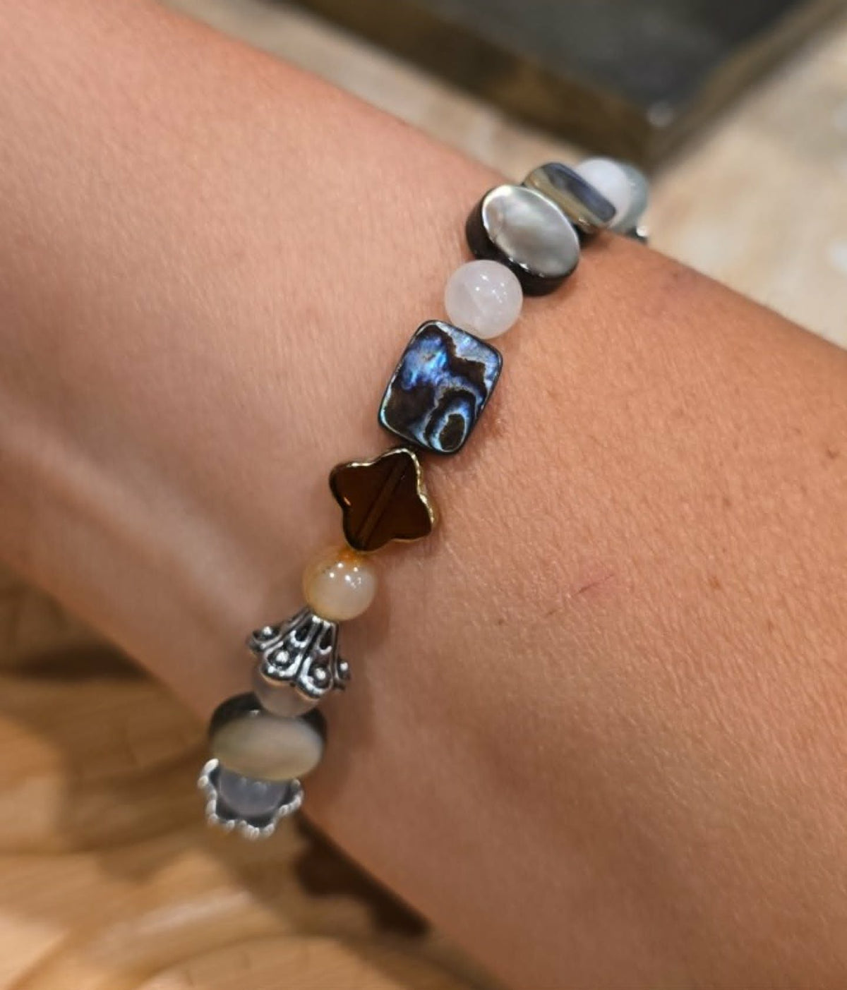 Mosaic Moments Bracelet | One-of-a-Kind Handmade Beaded Stretch Bracelet | Artisan Mixed Bead Jewelry