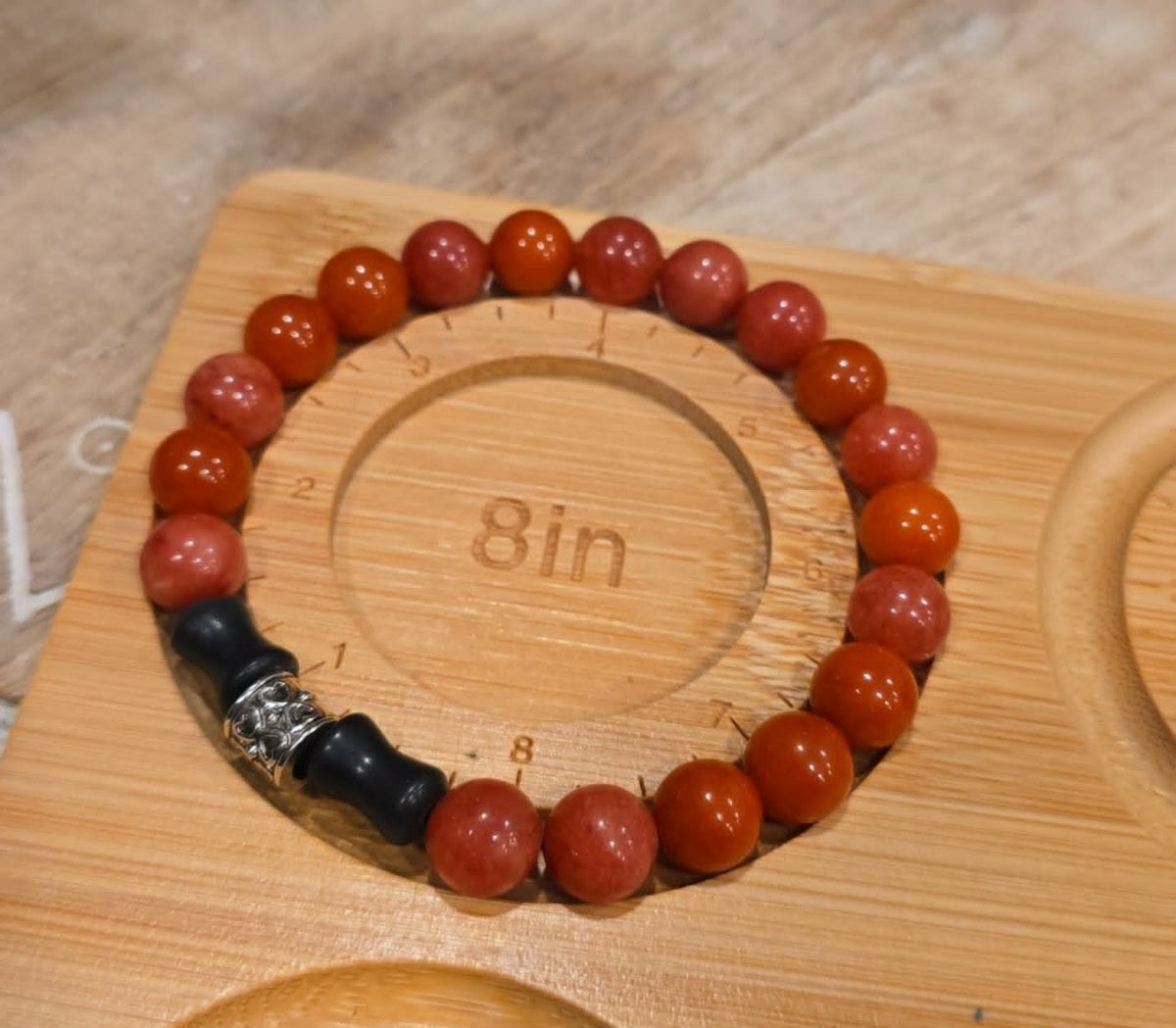 Ember Glow Bracelet | Handmade Red & Black Beaded Stretch Bracelet | One-of-a-Kind Artisan Jewelry