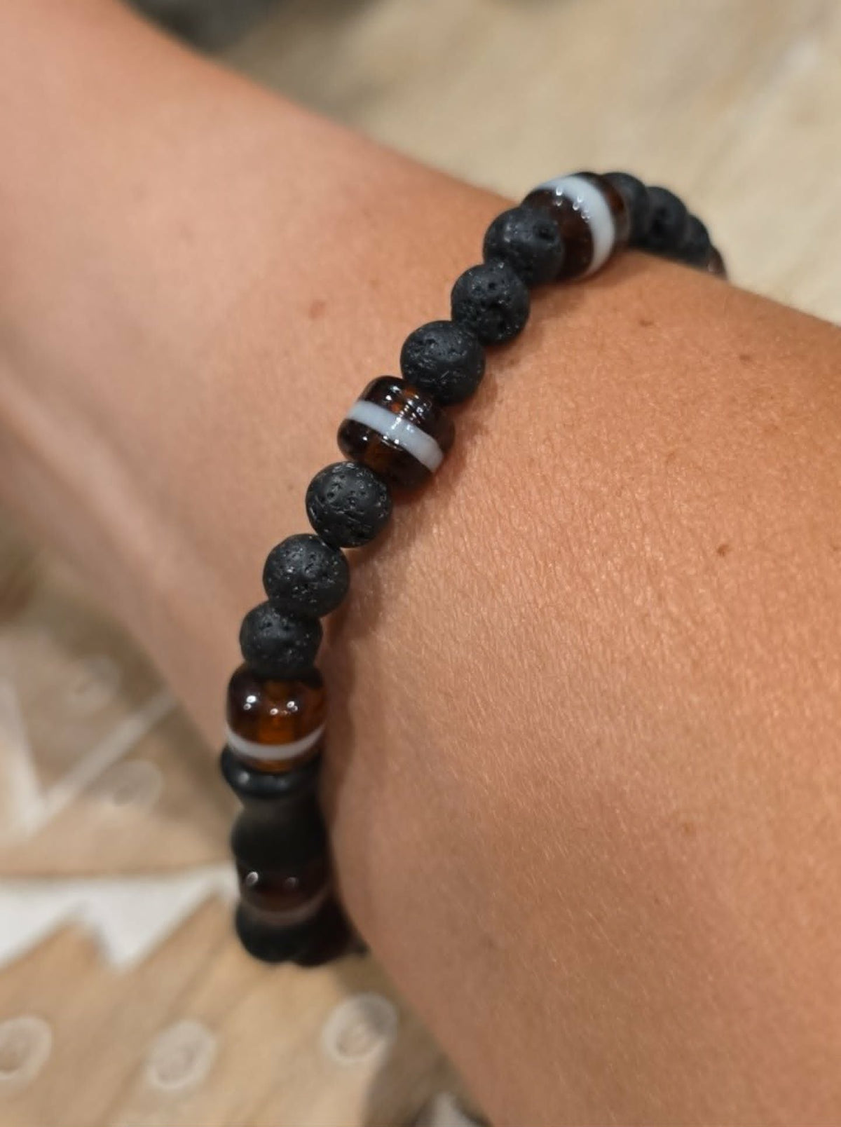 Ember & Lava Bracelet | Handmade Lava Stone Stretch Bracelet | Rustic Men's & Women's Bracelet