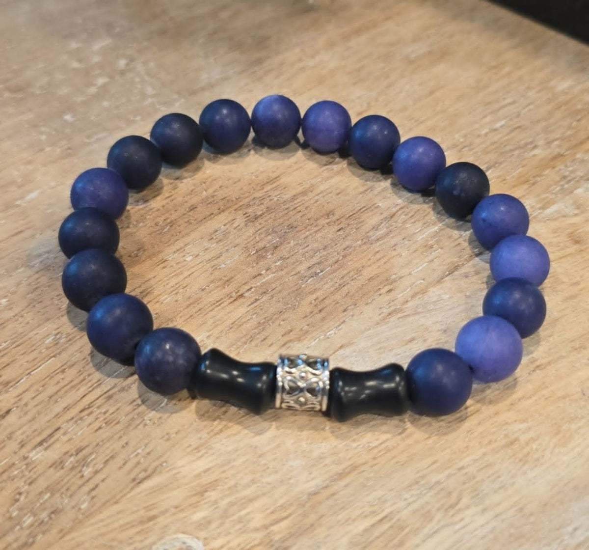 Midnight Indigo Matte Beaded Bracelet | Handmade Stretch Bracelet | Minimalist Boho Jewelry | Gift for Him or Her
