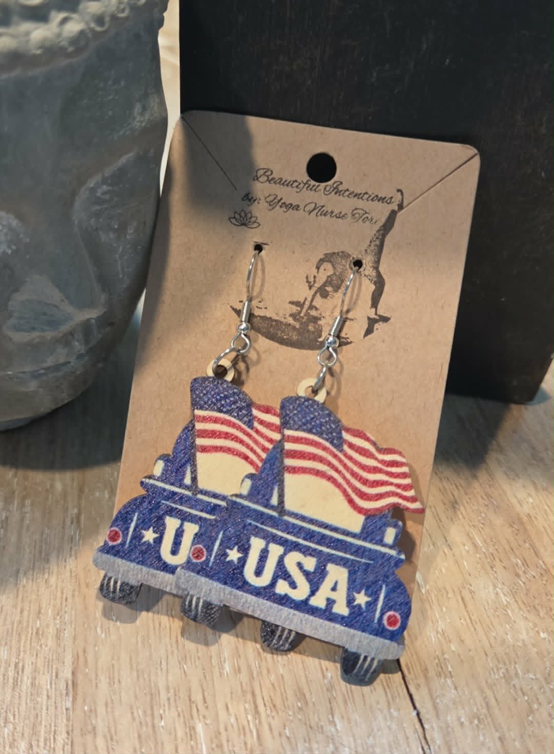 Patriotic USA Truck Earrings