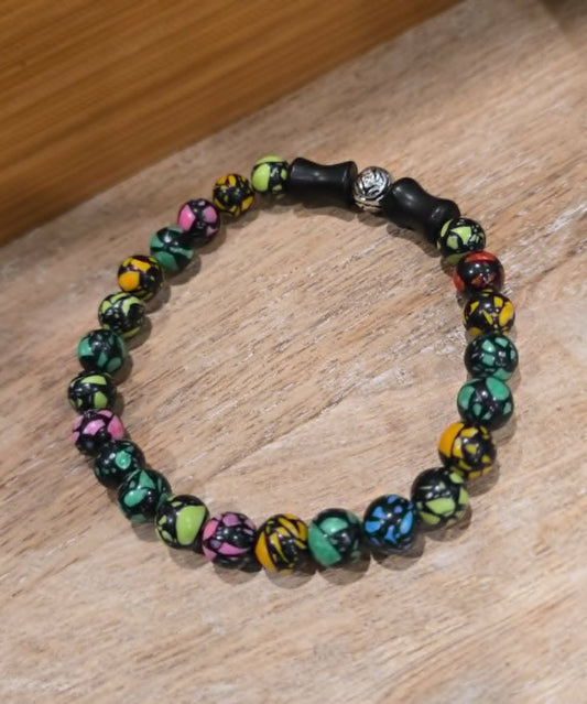 Mosaic Adventure Bracelet | Handmade Multicolor Beaded Stretch Bracelet | One-of-a-Kind Artisan Jewelry