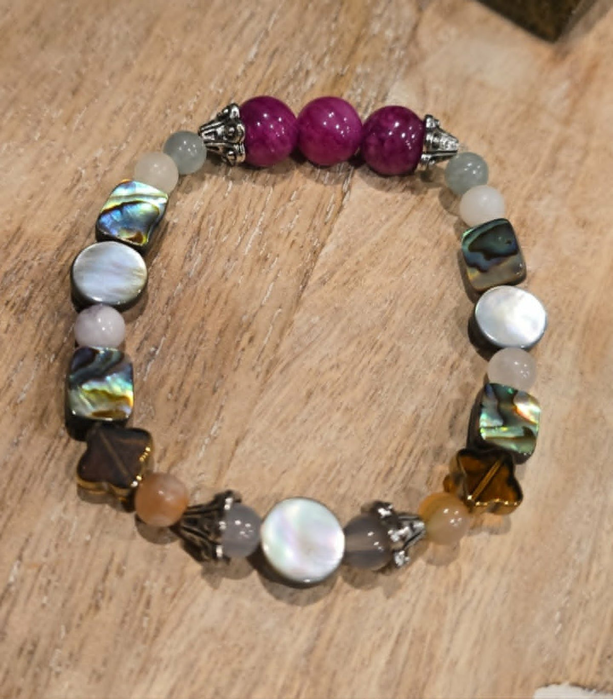 Mosaic Moments Bracelet | One-of-a-Kind Handmade Beaded Stretch Bracelet | Artisan Mixed Bead Jewelry