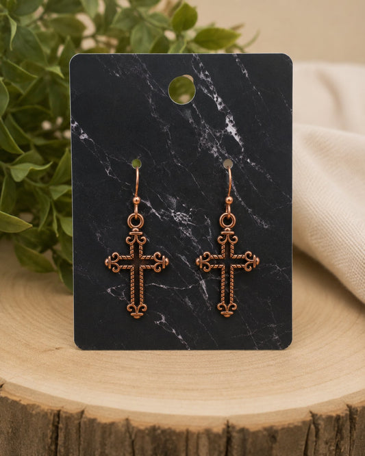 Antique Cross Earrings | Vintage Faith Earrings | Lightweight Dangle Earrings | Christian Jewelry | Everyday Cross Earrings