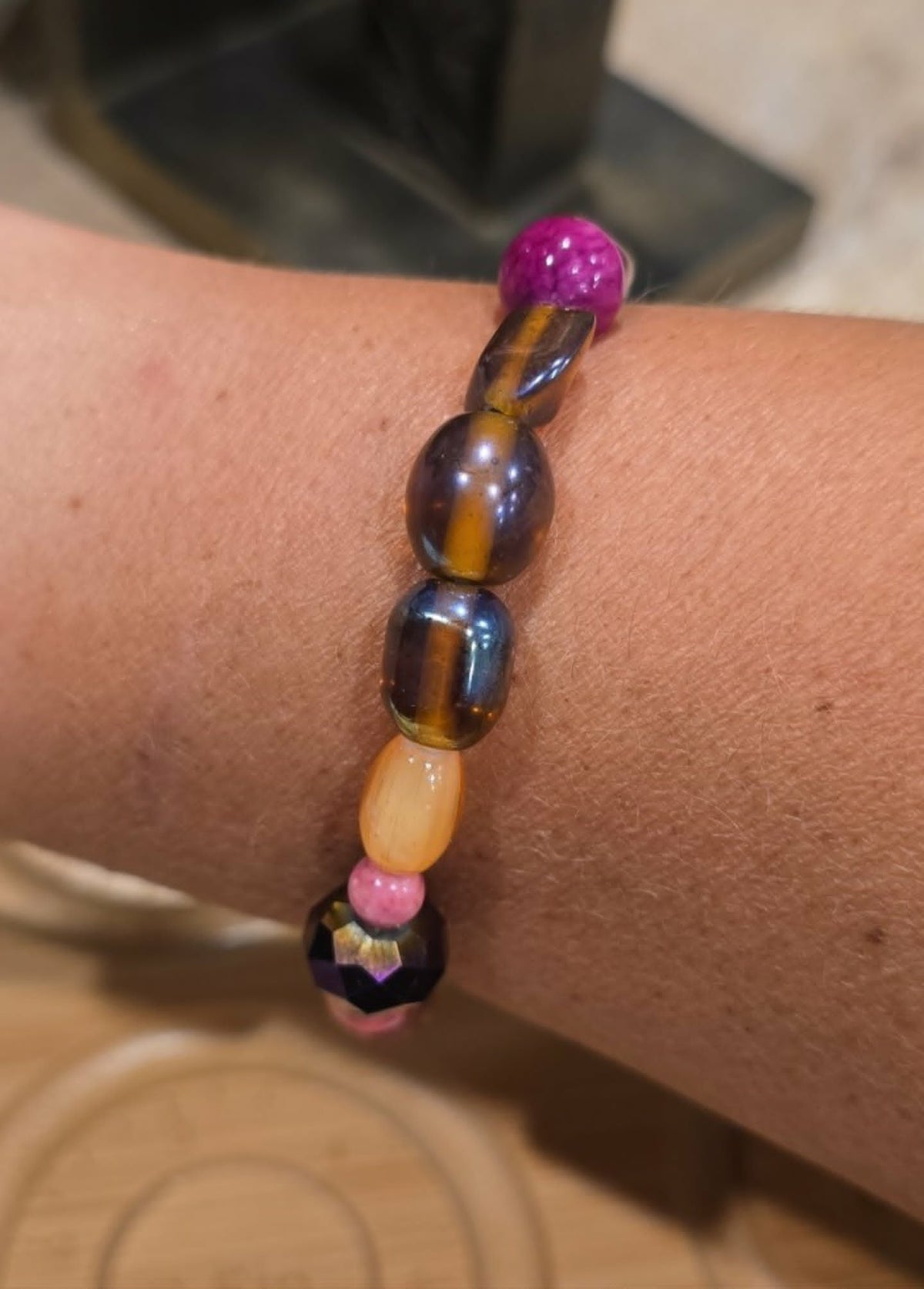 Wildflower Mosaic Bracelet | One-of-a-Kind Handmade Beaded Stretch Bracelet | Eclectic Artisan Jewelry