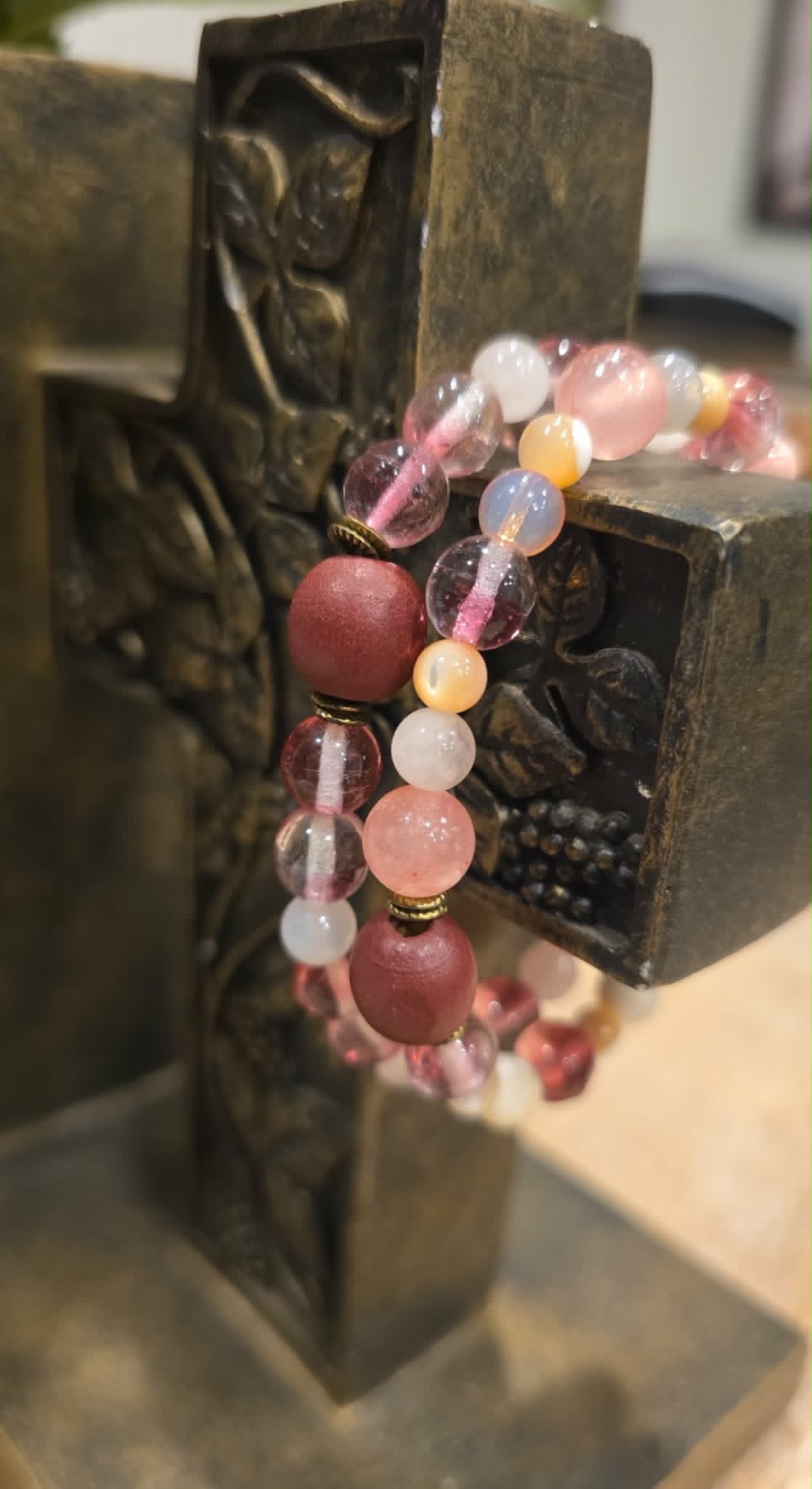 Berry Bloom Bracelet Set | Handmade Pink Beaded Bracelet Stack | Stretch Bracelet Set | Feminine Layering Bracelets | Gift for Her