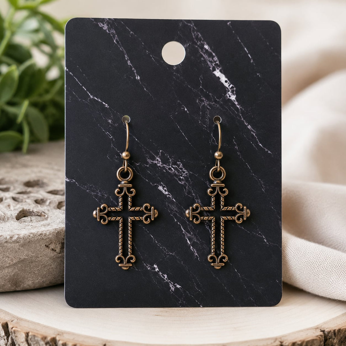 Antique Cross Earrings | Vintage Faith Earrings | Lightweight Dangle Earrings | Christian Jewelry | Everyday Cross Earrings