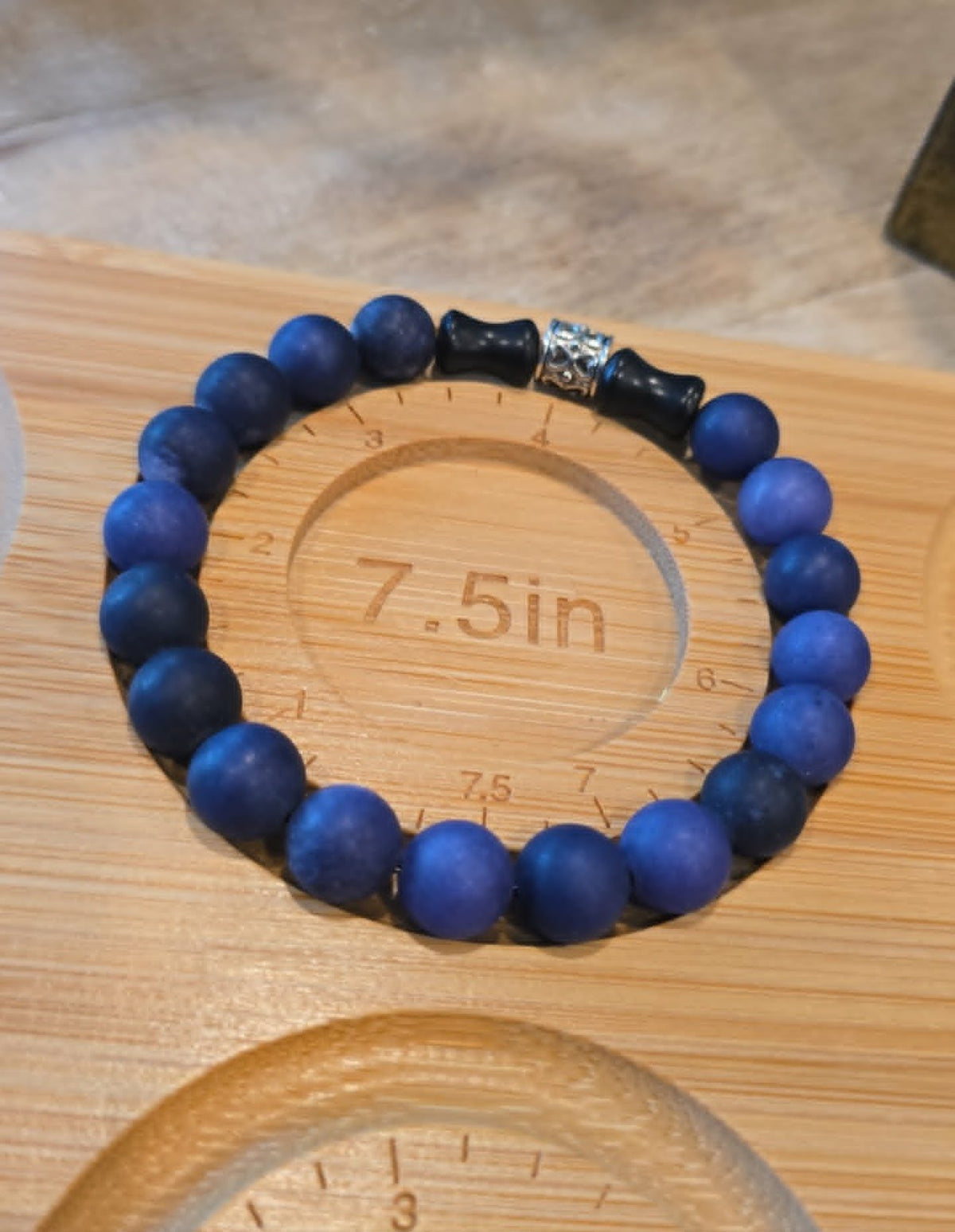 Midnight Indigo Matte Beaded Bracelet | Handmade Stretch Bracelet | Minimalist Boho Jewelry | Gift for Him or Her
