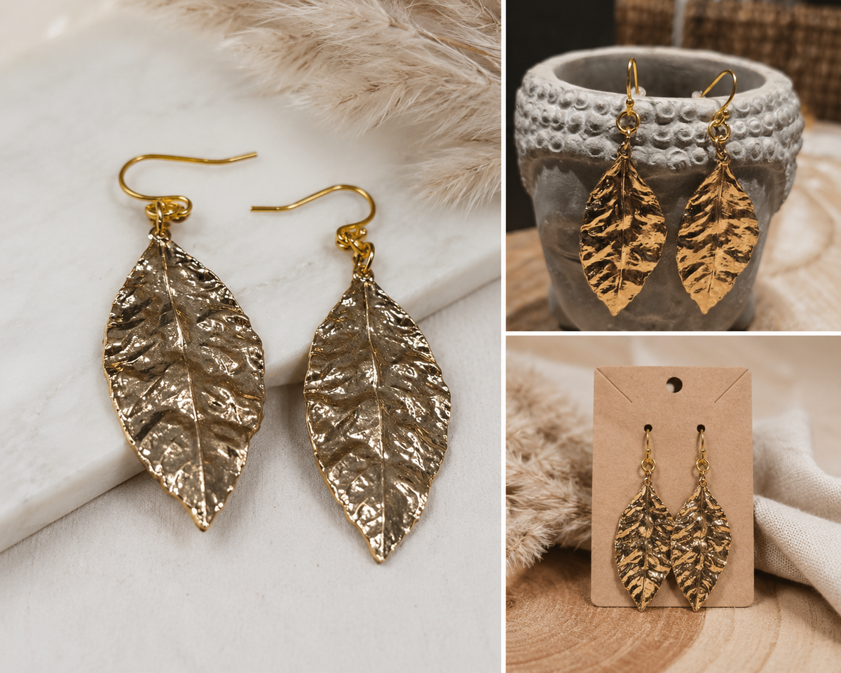 Gold Leaf Statement Earrings